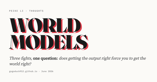World Models: Three Fights, One Question